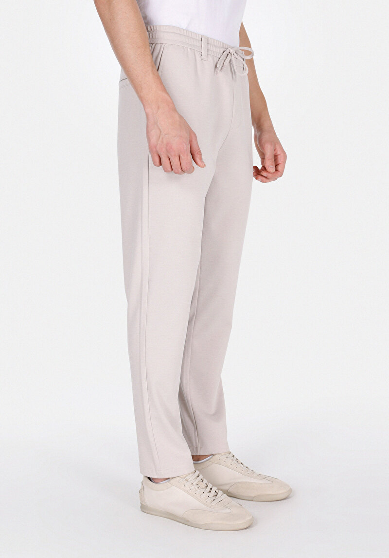 Slim Fit Orta Bel Uzun Paça Erkek Bej  Pantolon