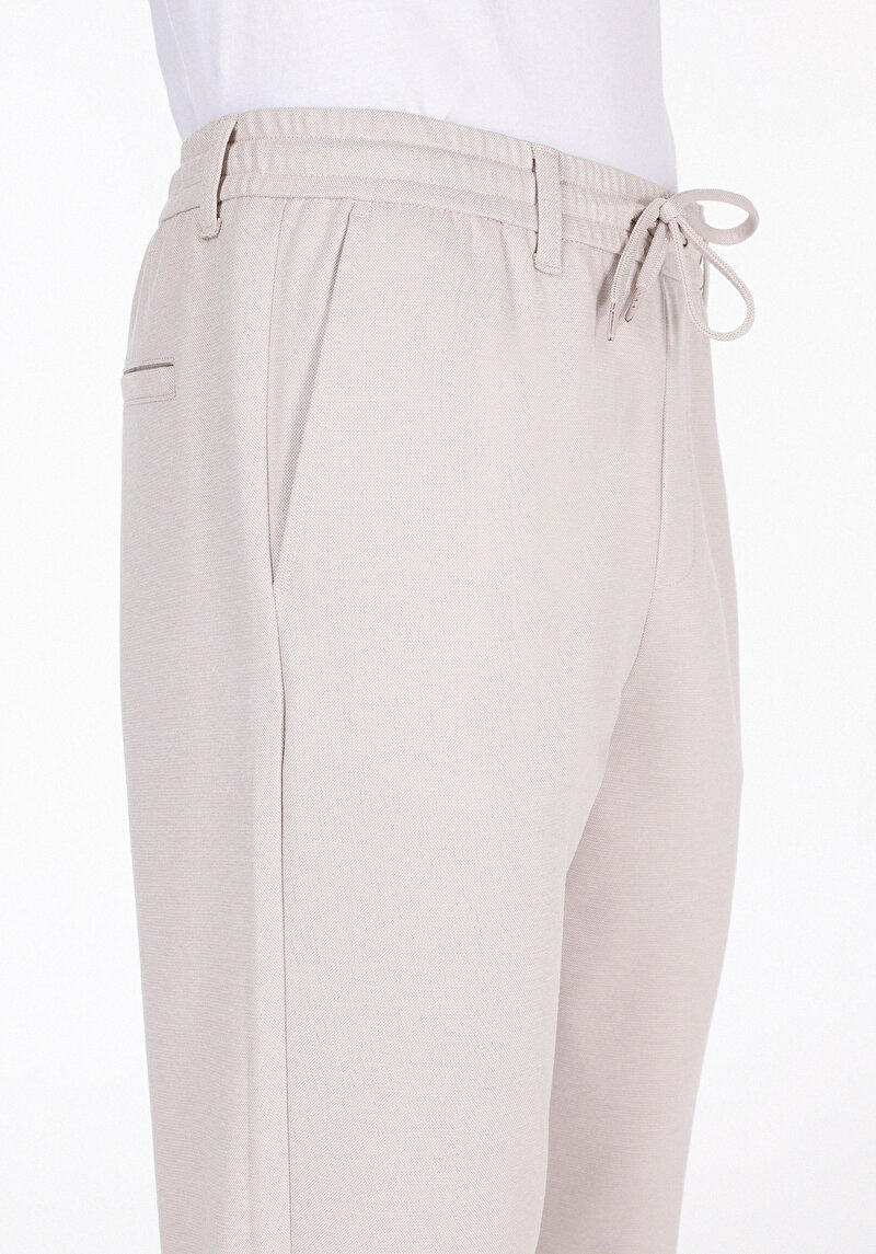 Slim Fit Orta Bel Uzun Paça Erkek Bej  Pantolon