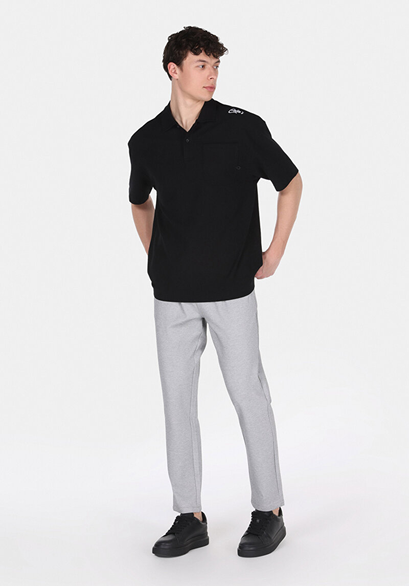 Slim Fit Orta Bel Uzun Paça Erkek Gri  Pantolon