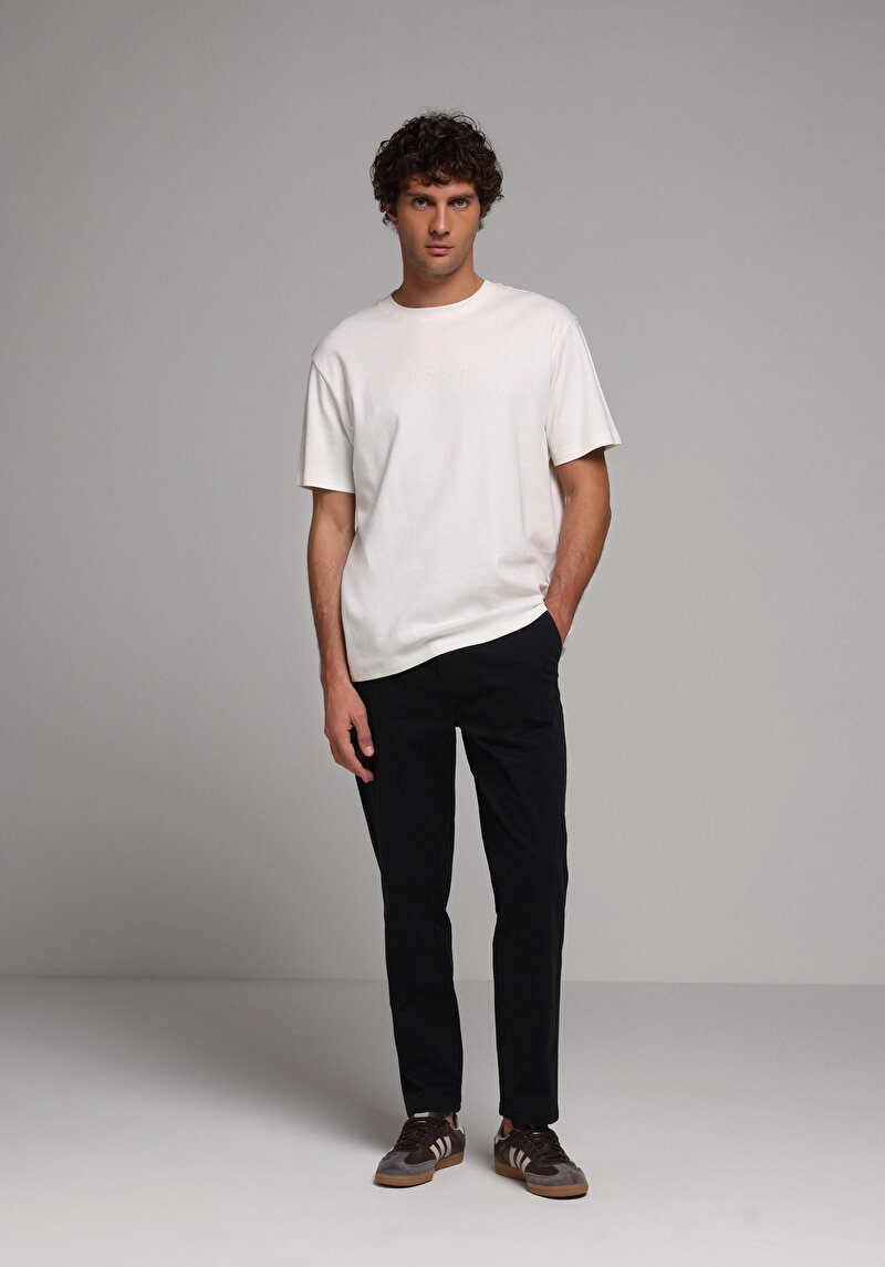 Regular Fit Orta Bel Düz Paça Erkek Lacivert  Pantolon