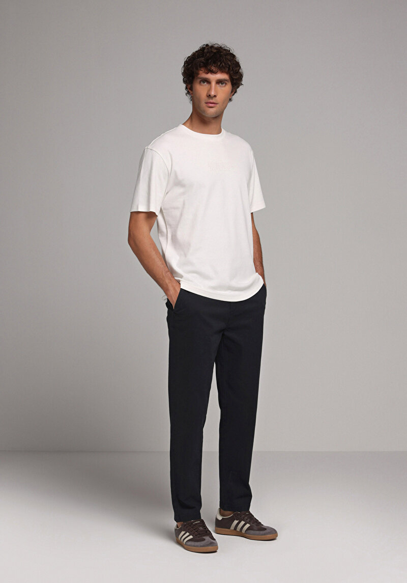 Regular Fit Orta Bel Düz Paça Erkek Lacivert Pantolon