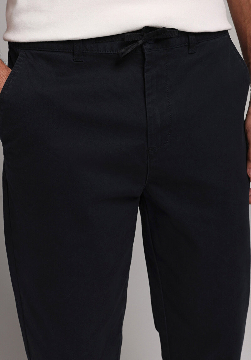 Regular Fit Orta Bel Düz Paça Erkek Lacivert  Pantolon