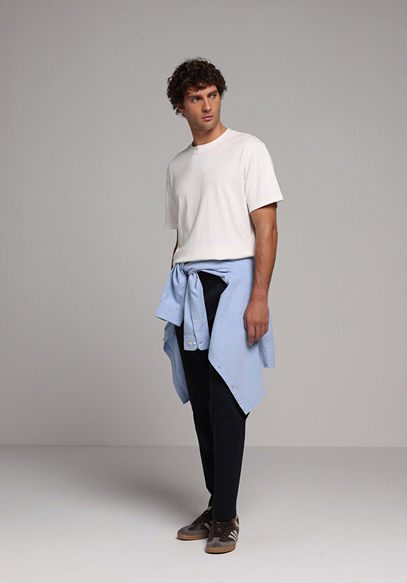 Comfort Fit Yuvarlak Yaka Düz Erkek Beyaz Kısa Kol Tişört