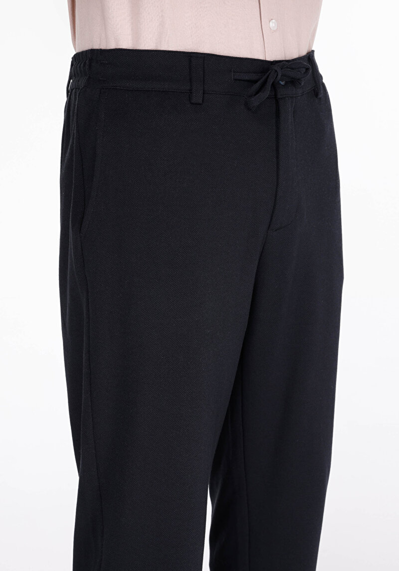 Regular Fit Orta Bel Düz Paça Erkek Lacivert  Pantolon