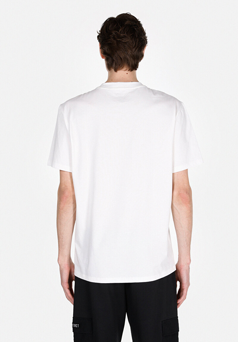Comfort Fit Yuvarlak Yaka Düz Erkek Beyaz Kısa Kol Tişört
