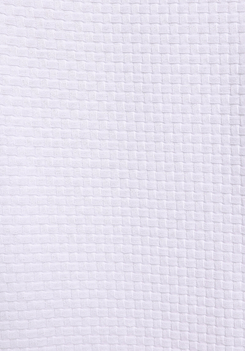 Regular Fit Yuvarlak Yaka Jakarlı Erkek Beyaz Kısa Kol Tişört