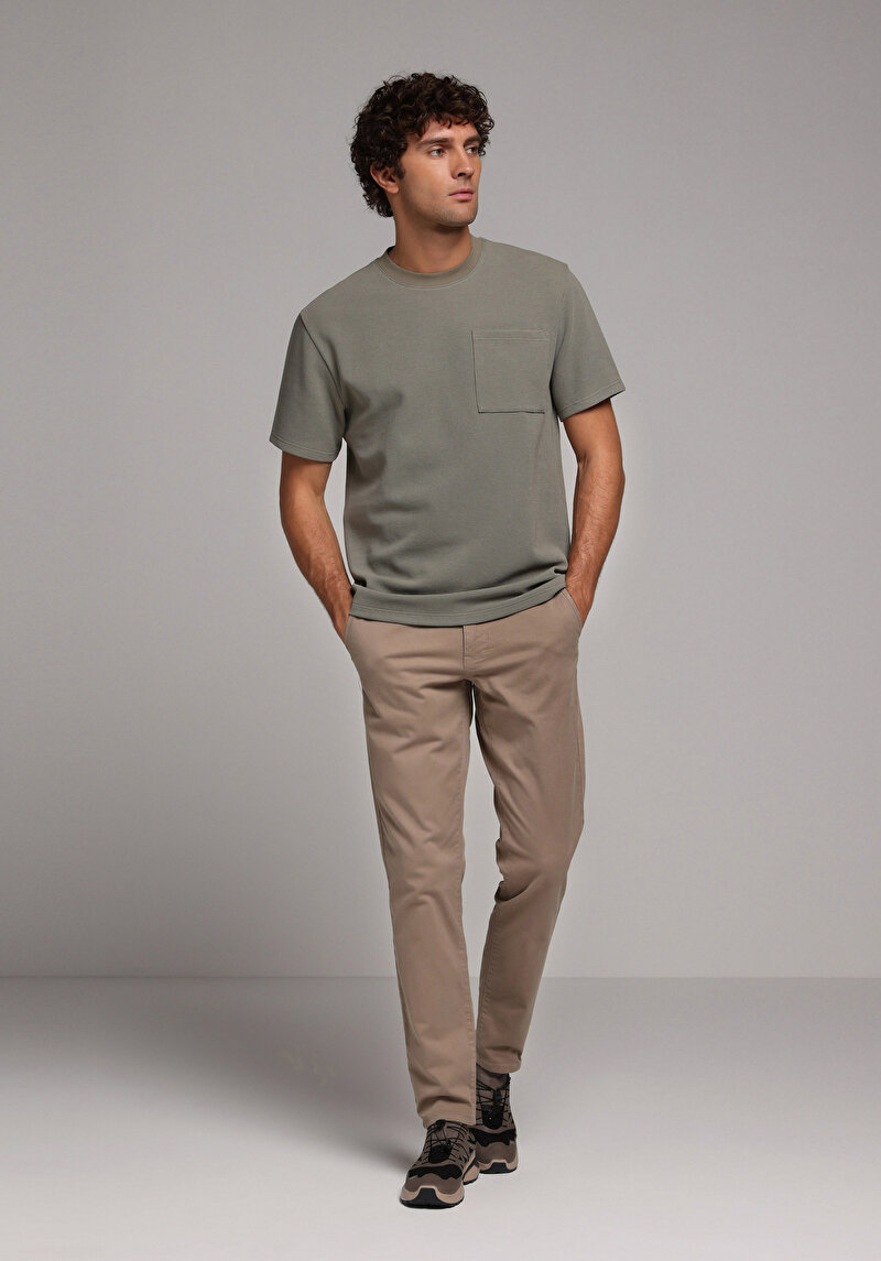 Comfort Fit Yuvarlak Yaka Düz Erkek Yeşil Kısa Kol Tişört