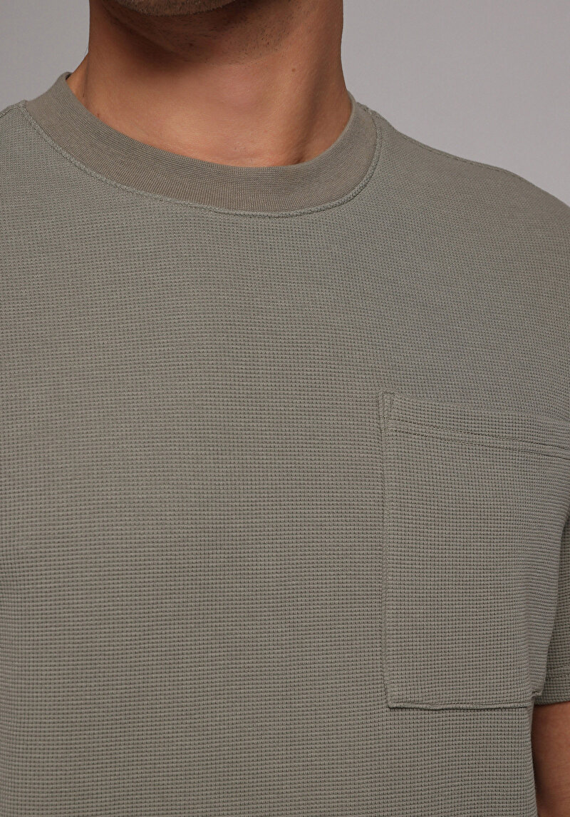 Comfort Fit Yuvarlak Yaka Düz Erkek Yeşil Kısa Kol Tişört