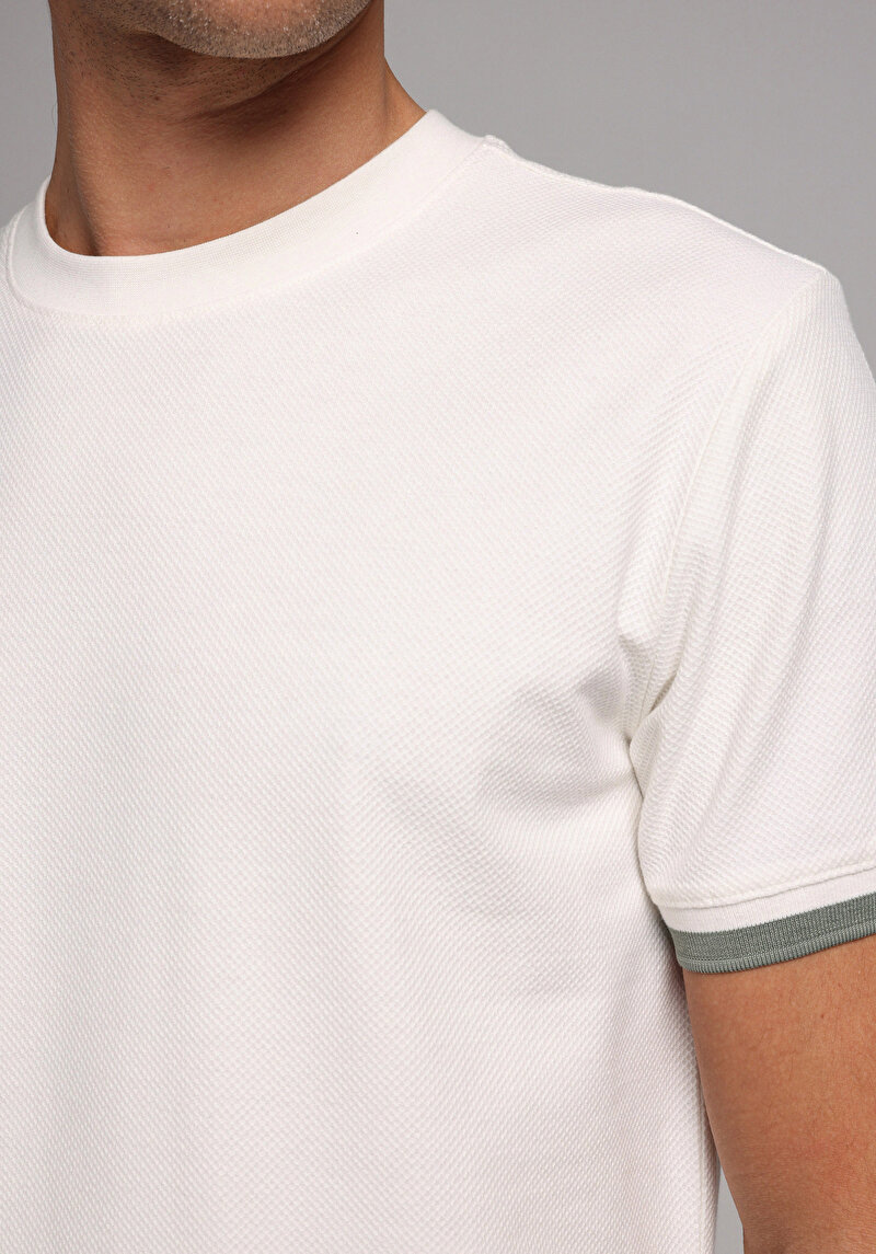 Regular Fit Yuvarlak Yaka Düz Erkek Beyaz Kısa Kol Tişört