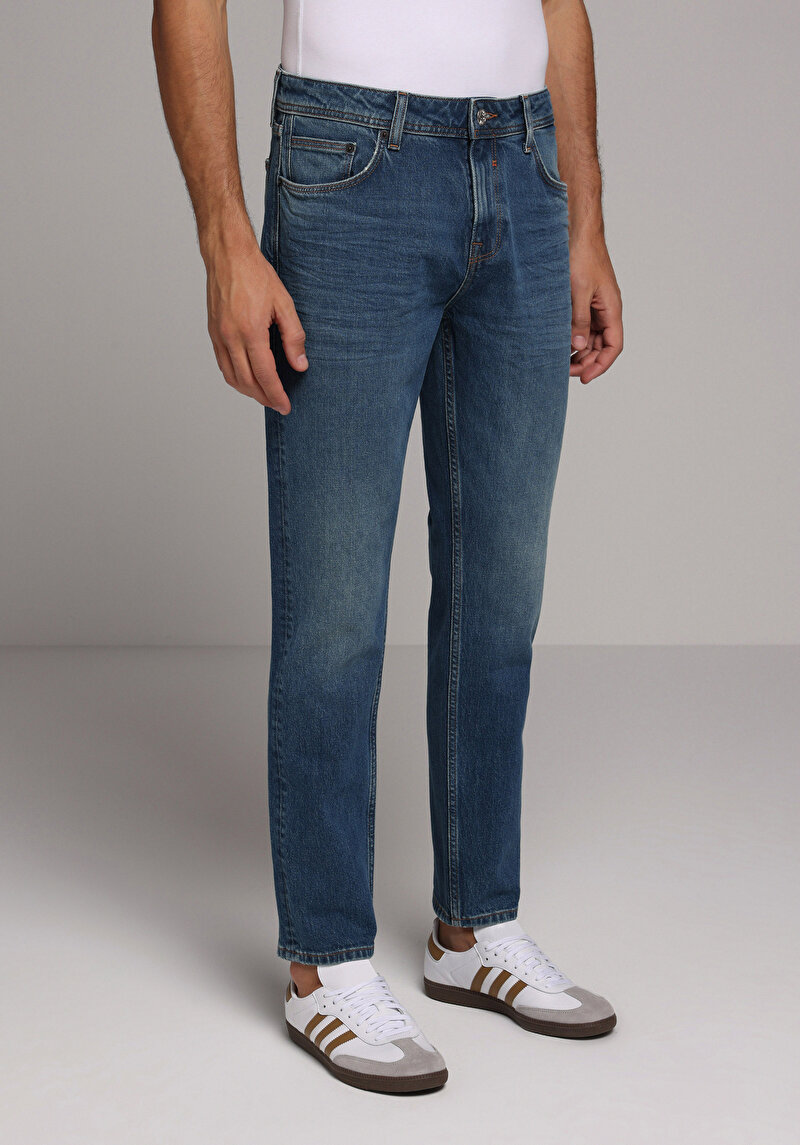 Regular Fit   Erkek Green Cast Denim Jean Pantolon