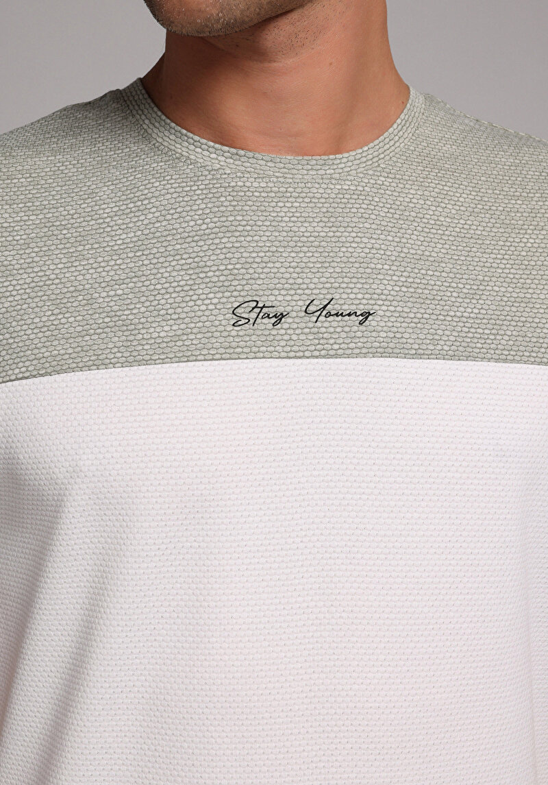 Regular Fit Yuvarlak Yaka Düz Erkek Yeşil Kısa Kol Tişört