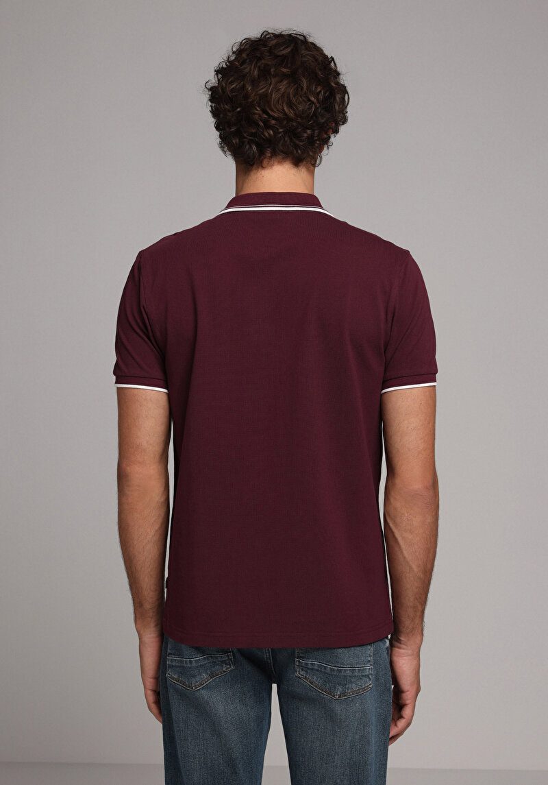 Regular Fit Polo Yaka Düz Erkek Mor Kısa Kol Tişört