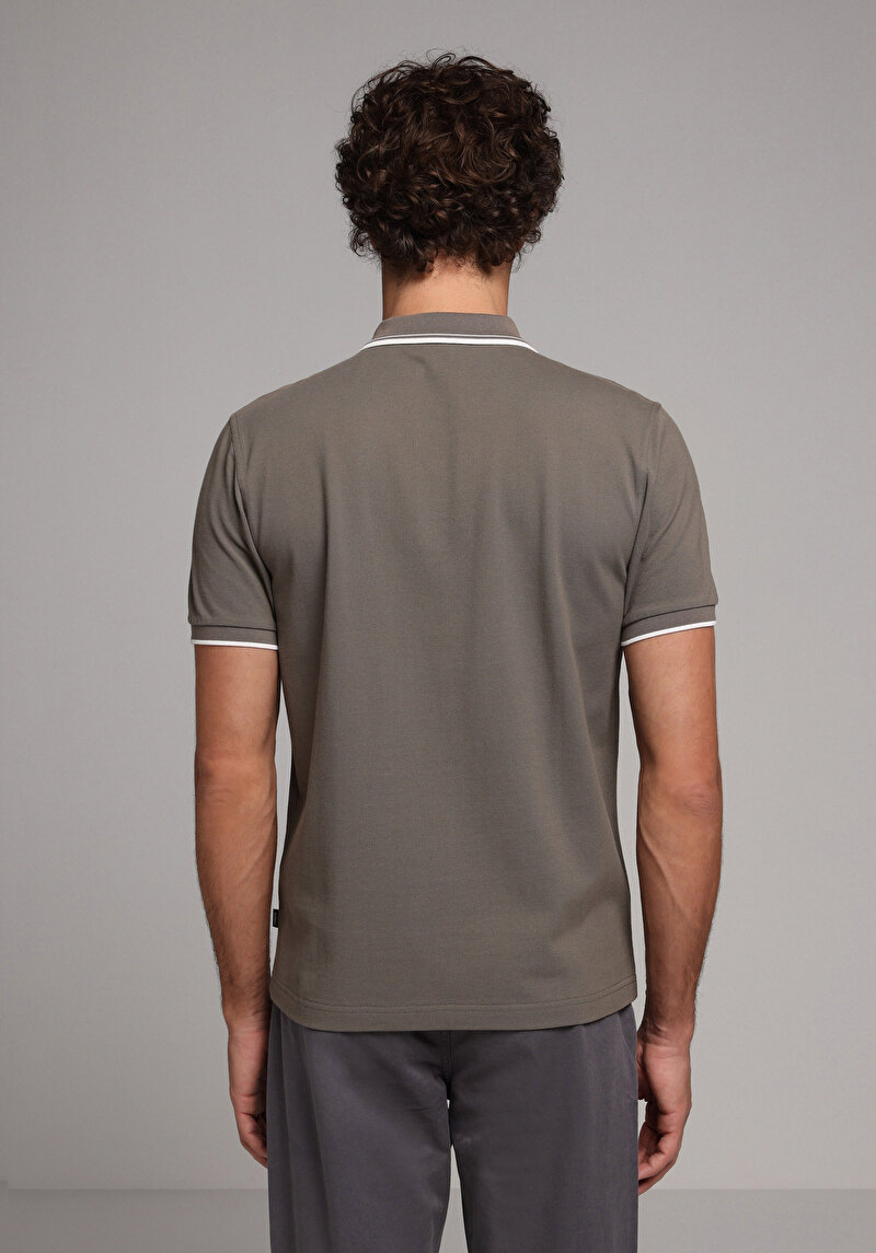 Regular Fit Polo Yaka Düz Erkek Yeşil Kısa Kol Tişört