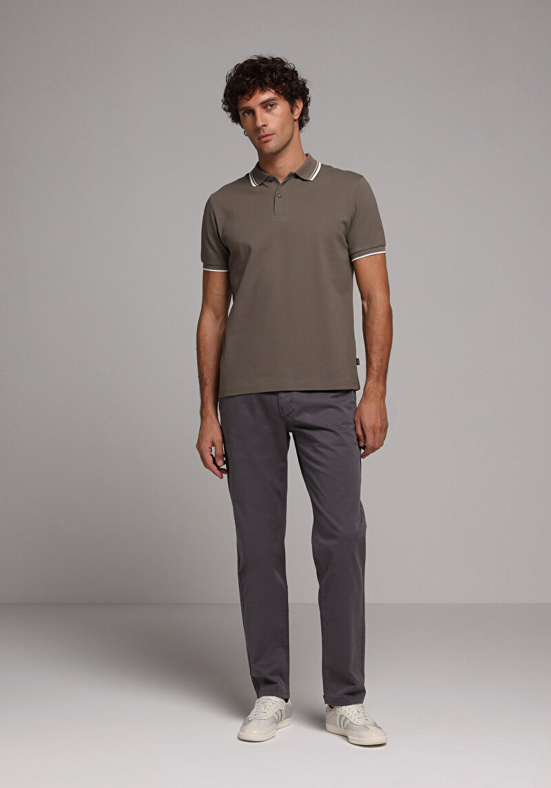 Regular Fit Polo Yaka Düz Erkek Yeşil Kısa Kol Tişört