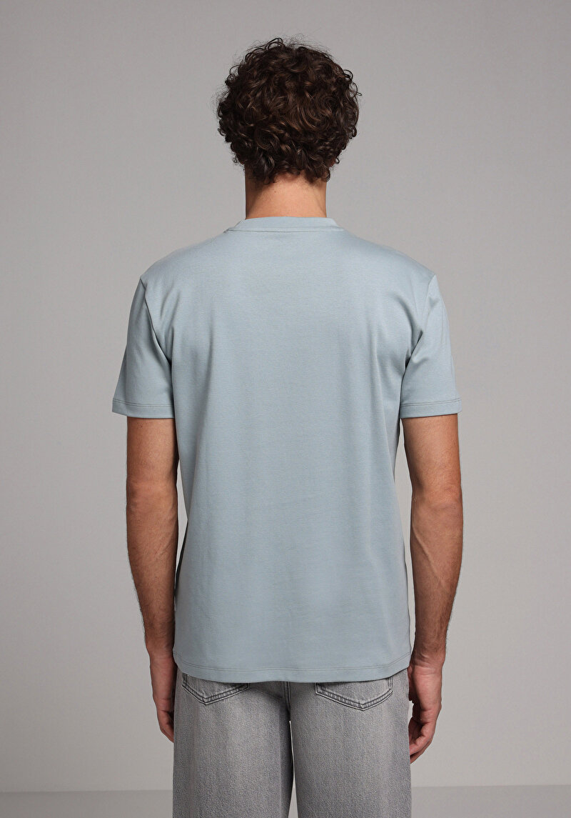 Regular Fit Yuvarlak Yaka Düz Erkek Yeşil Kısa Kol Tişört