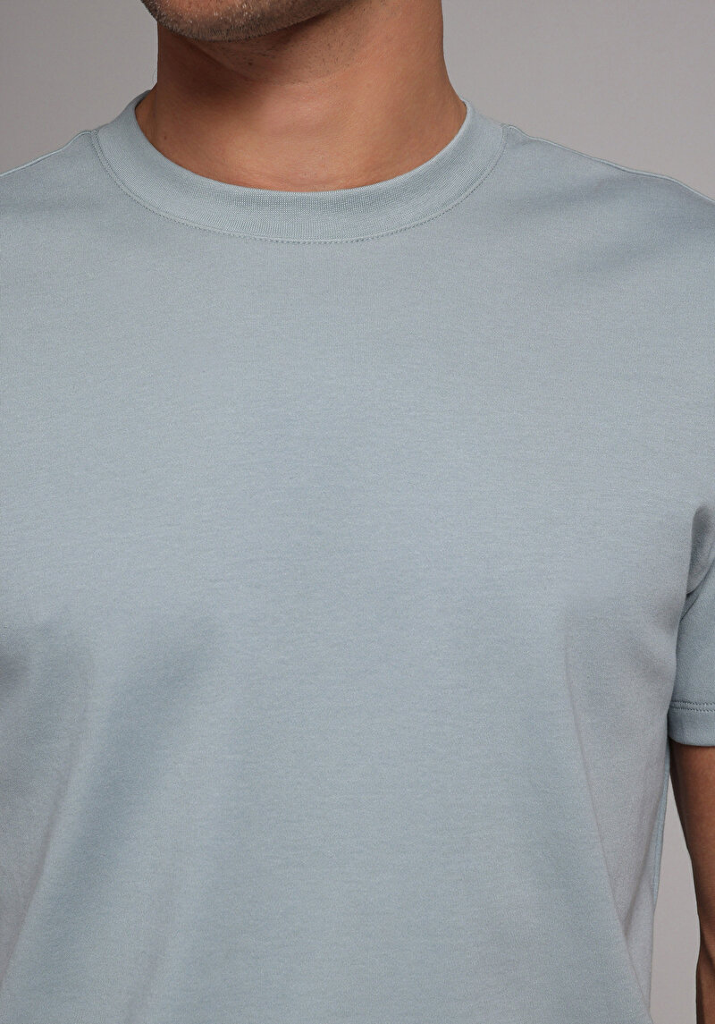 Regular Fit Yuvarlak Yaka Düz Erkek Yeşil Kısa Kol Tişört