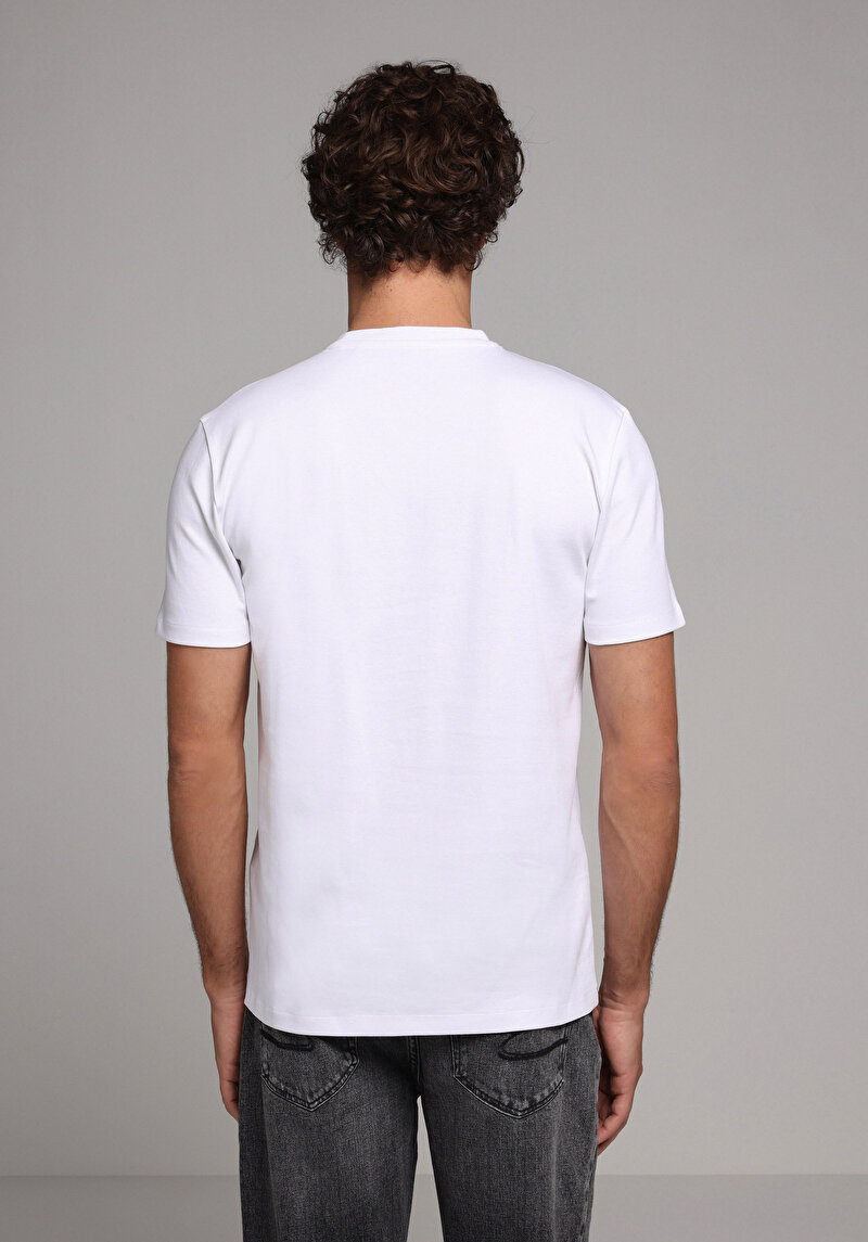 Regular Fit Yuvarlak Yaka Düz Erkek Beyaz Kısa Kol Tişört