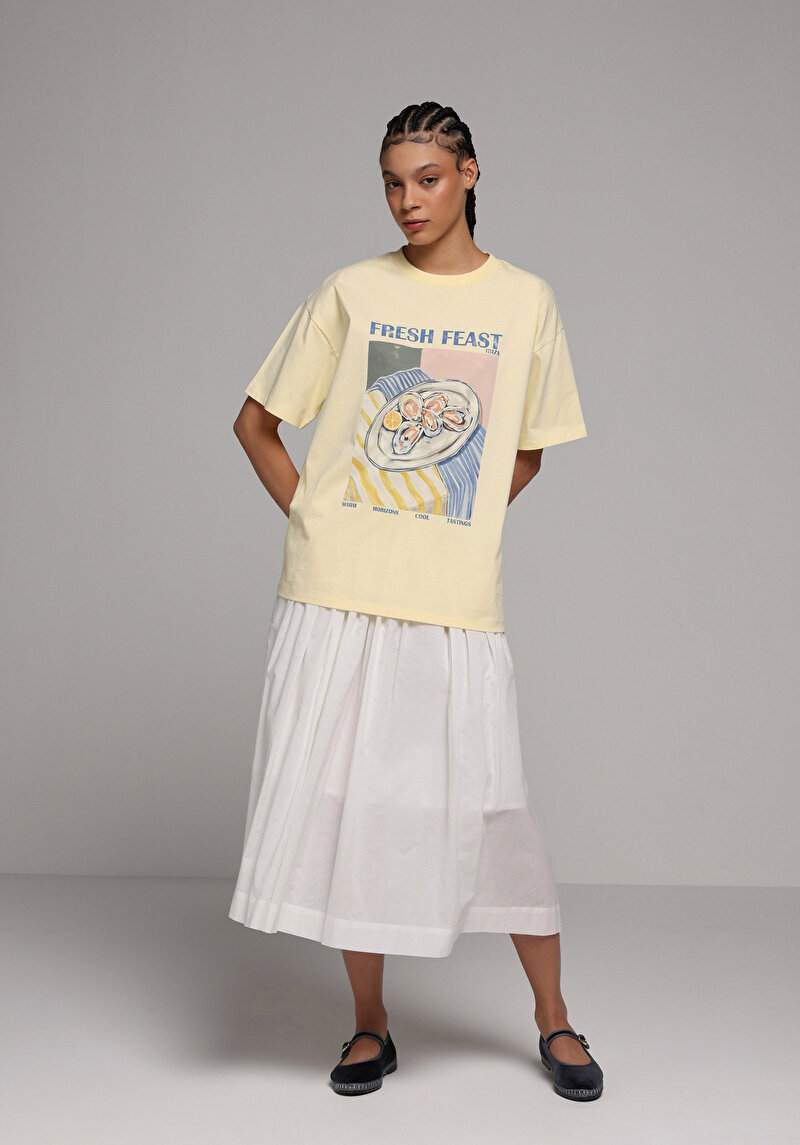 Midi Düz Kadın Beyaz Etek