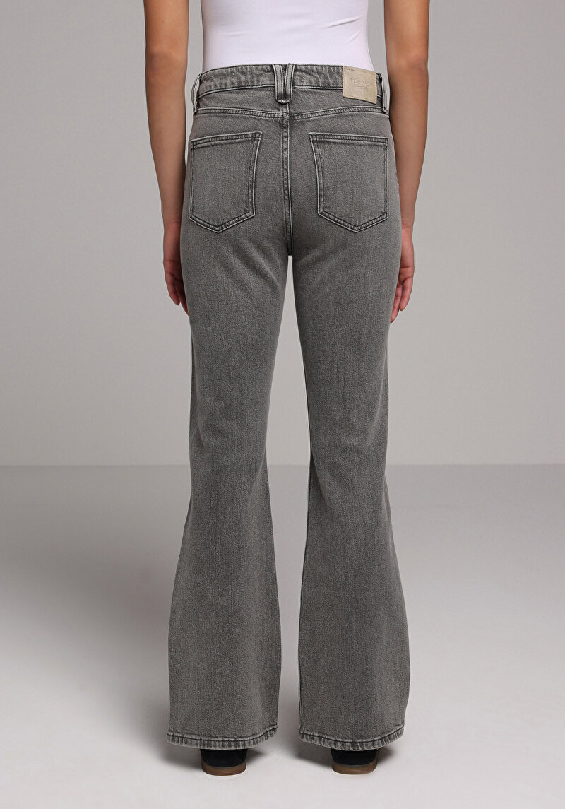 Regular Fit Orta Bel Bootcut Kadın Grey Denim Jean Pantolon