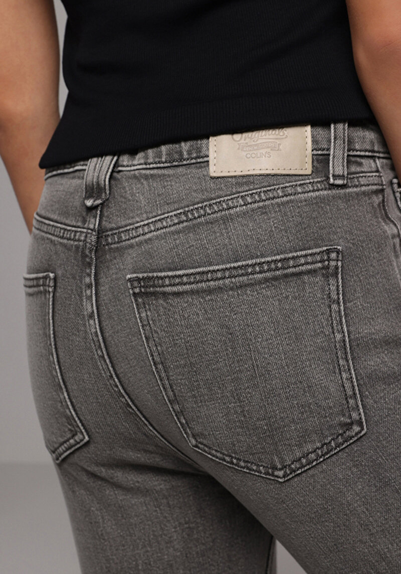 Regular Fit Orta Bel Bootcut Kadın Grey Denim Jean Pantolon