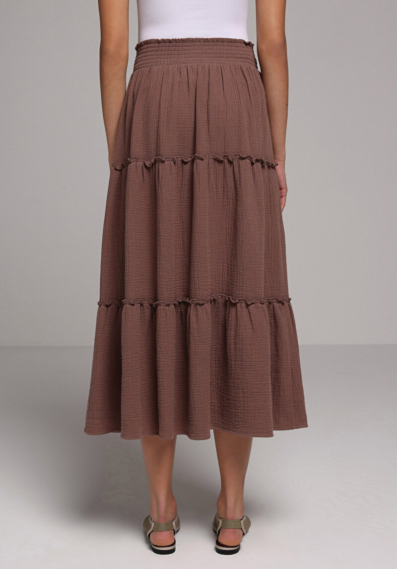 Maxi Length Düz  Kadın Kahverengi Etek