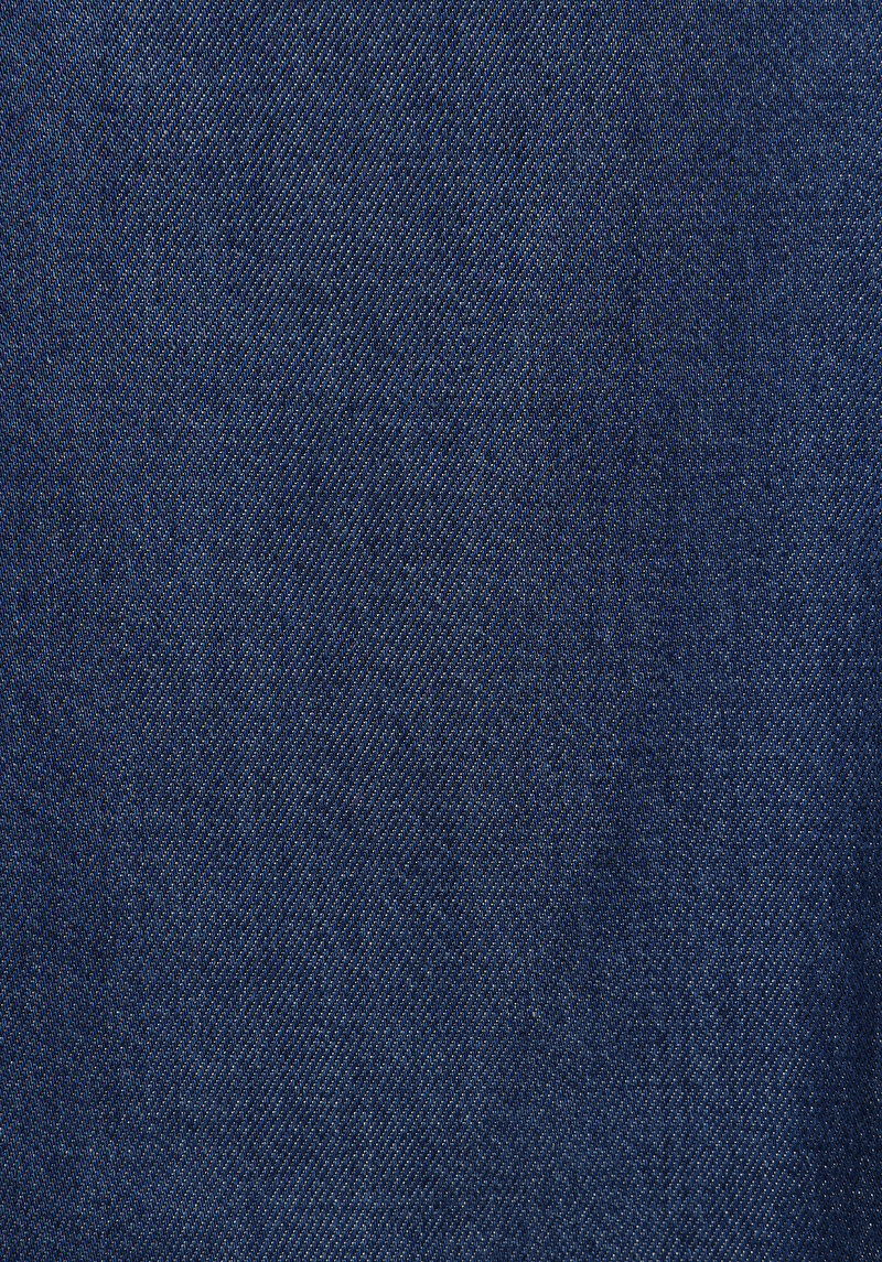 Regular Fit Düz Kadın Dark İndigo Denim Kısa Kol Elbise