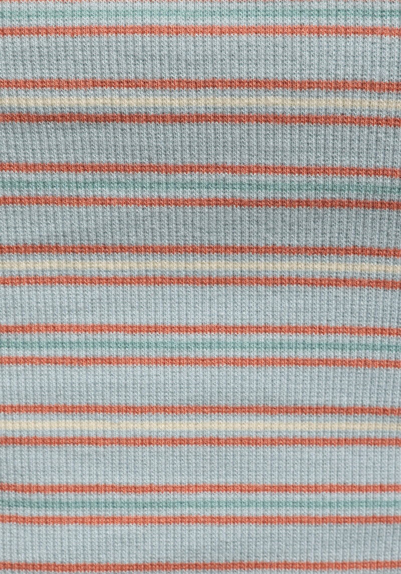 Slim Fit Yuvarlak Yaka Çizgili Kadın Çok Renkli Kısa Kol Tişört