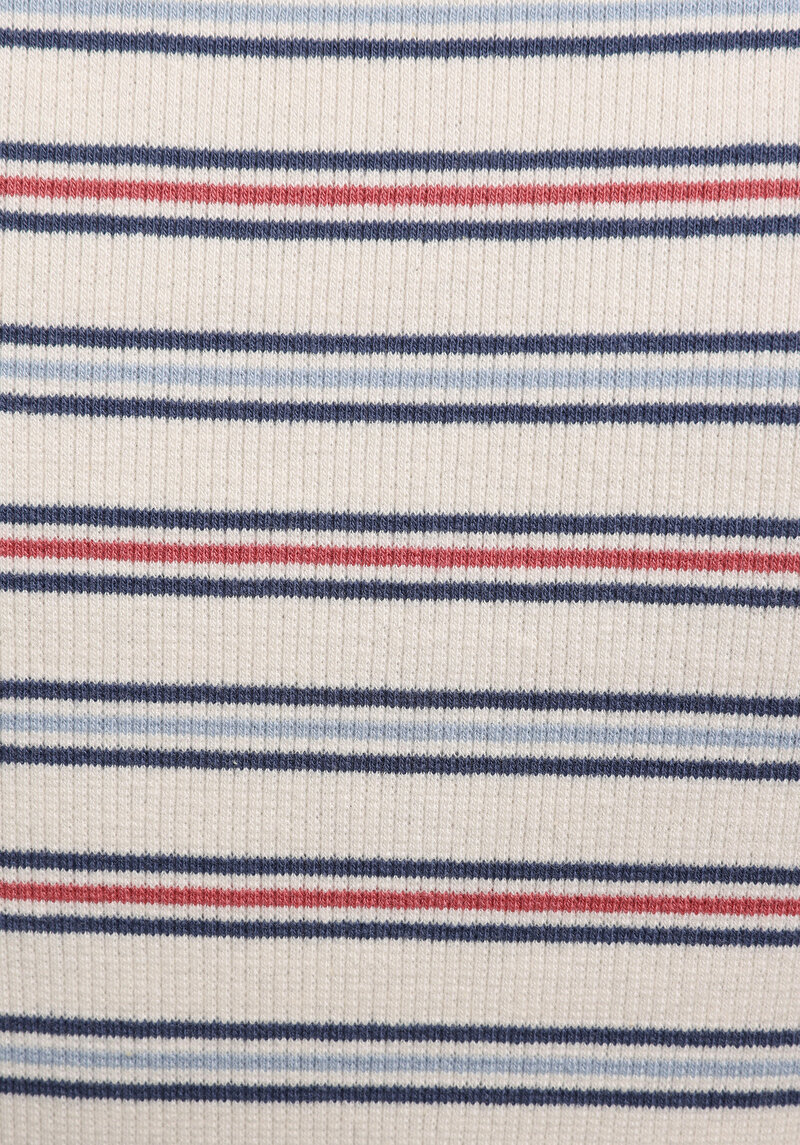 Slim Fit Yuvarlak Yaka Çizgili Kadın Çok Renkli Kısa Kol Tişört