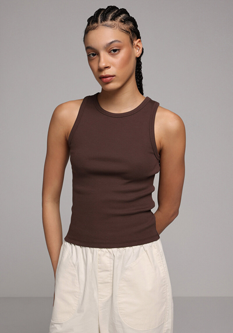 Slim Fit   Kadın Kahverengi Atlet