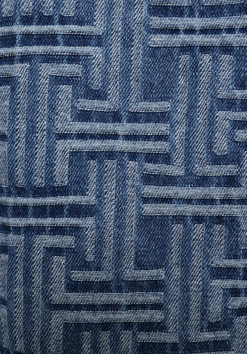 Oversize Fit Klasik Yaka Düz Kadın Mid İndigo Denim Uzun Kol Gömlek