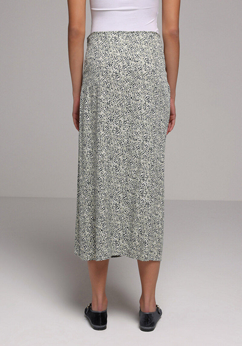 Midi Metraj Baskılı  Kadın Yeşil Etek