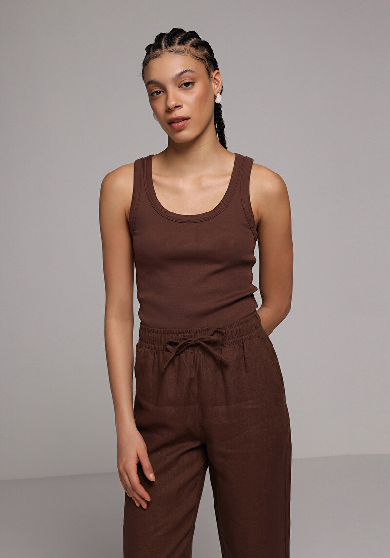 Slim Fit   Kadın Kahverengi Atlet