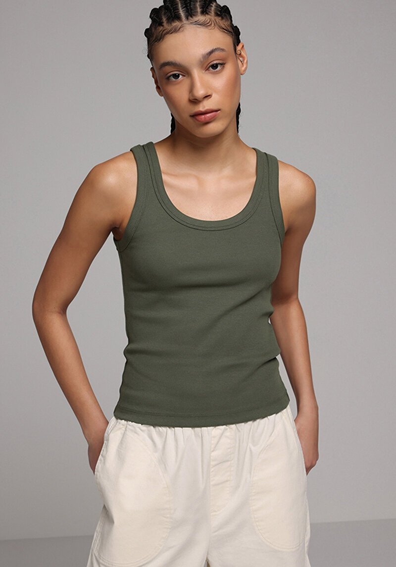 Slim Fit Kadın Yeşil Atlet