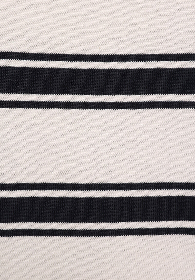 Regular Fit Yuvarlak Yaka Çizgili Kadın Lacivert Kısa Kol Tişört