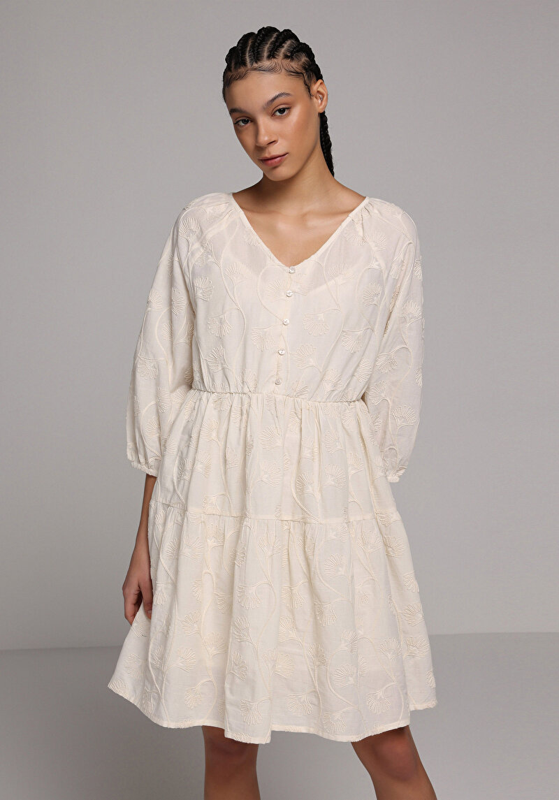 Regular Fit Kadın Bej Elbise