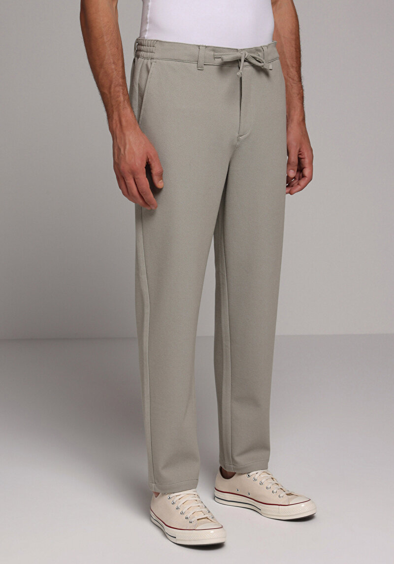 Regular Fit Orta Bel Düz Paça Erkek Yeşil Pantolon