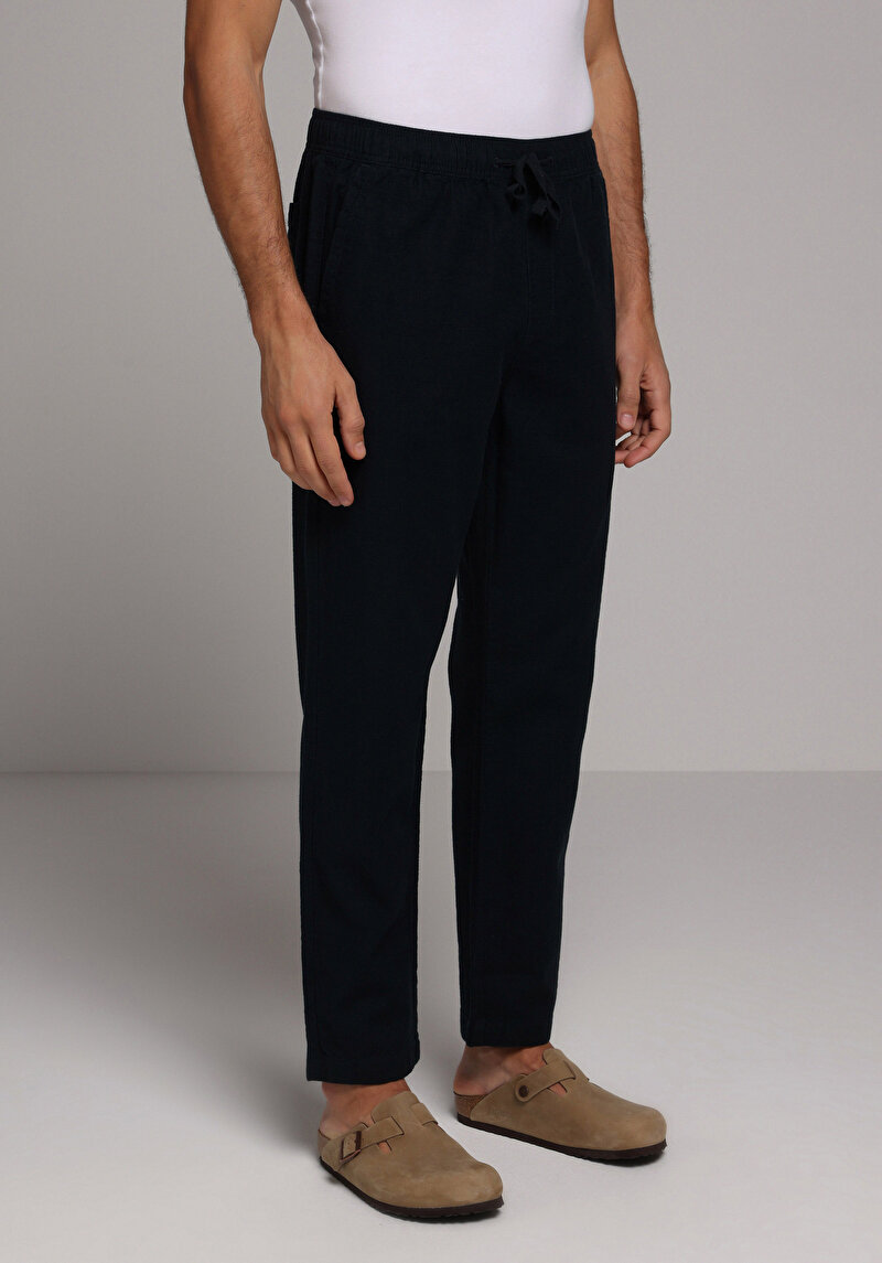 Regular Fit Orta Bel Düz Paça Erkek Lacivert Pantolon