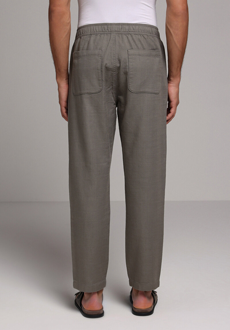 Regular Fit Orta Bel Düz Paça Erkek Yeşil  Pantolon