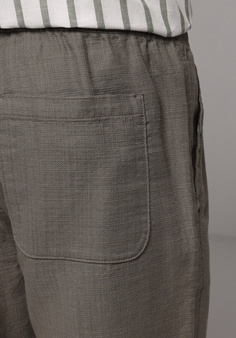 Regular Fit Orta Bel Düz Paça Erkek Yeşil  Pantolon