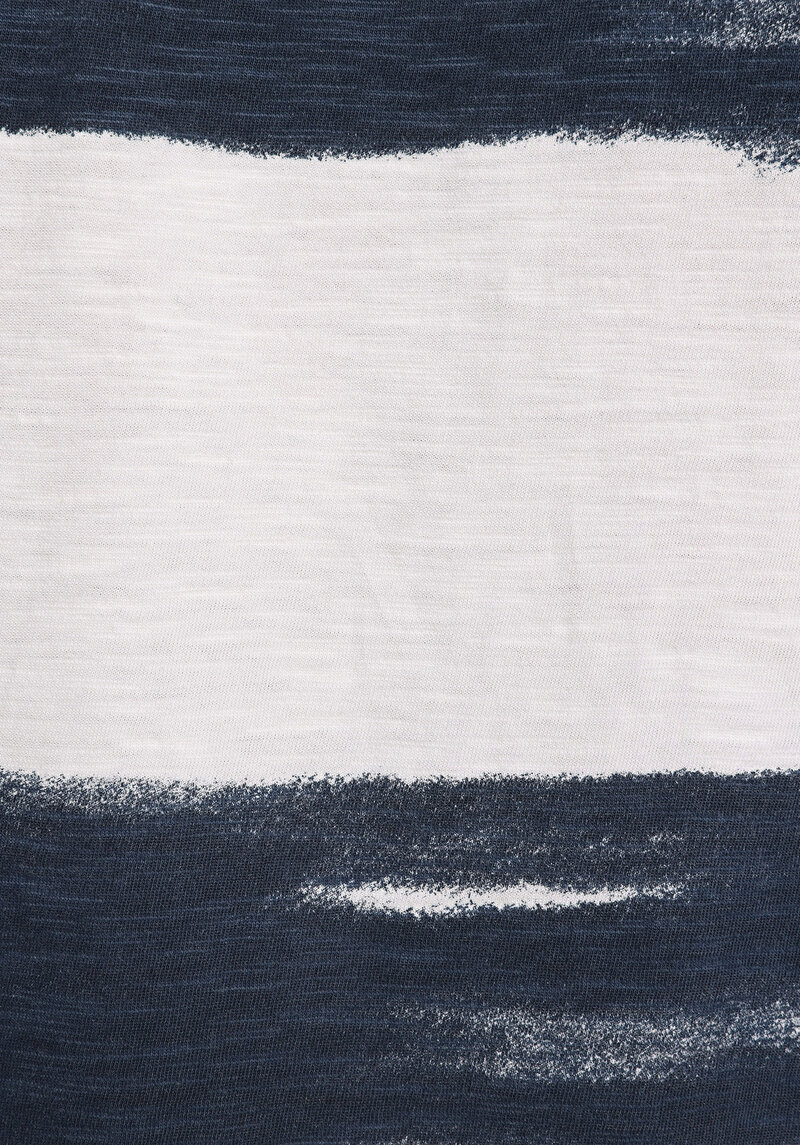Comfort Fit Yuvarlak Yaka Çizgili Erkek Lacivert Kısa Kol Tişört