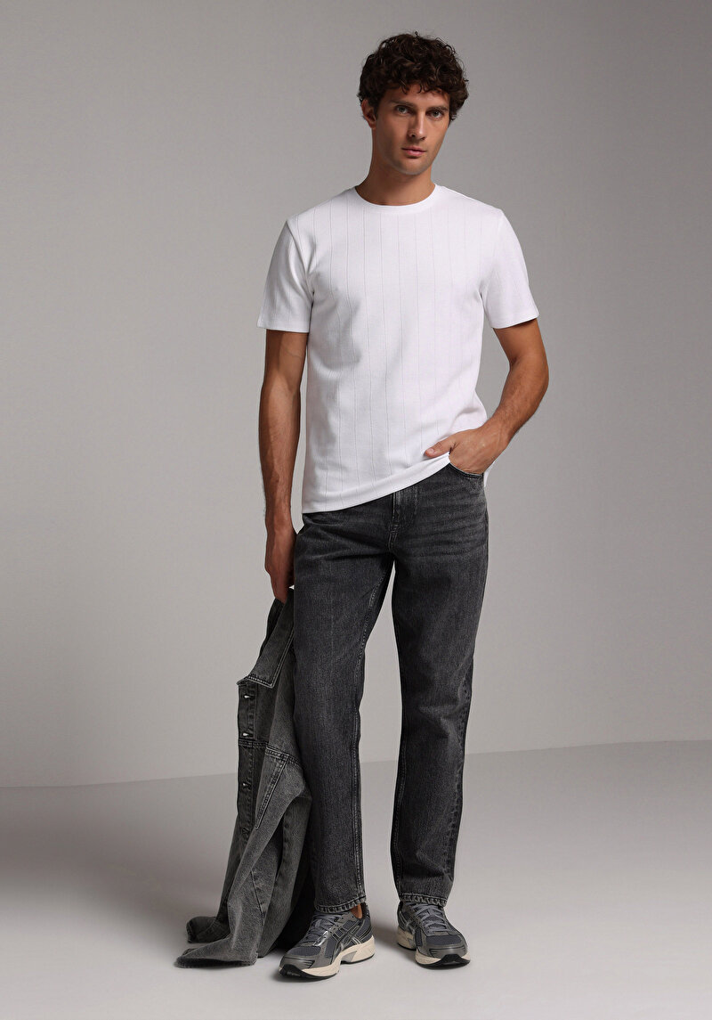Regular Fit Yuvarlak Yaka Düz Erkek Beyaz Kısa Kol Tişört