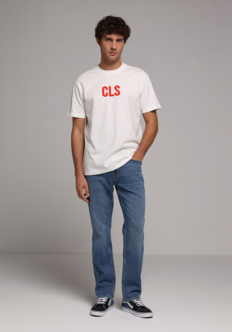 Comfort Fit Yuvarlak Yaka Düz Erkek Beyaz Kısa Kol Tişört