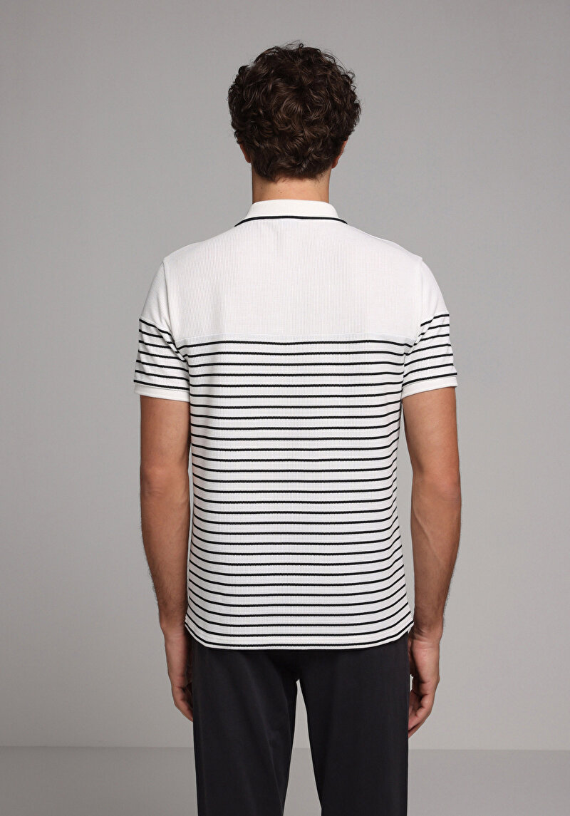 Regular Fit Polo Yaka Düz Erkek Beyaz Kısa Kol Tişört