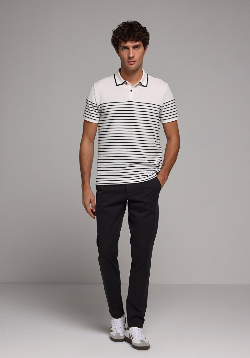 Regular Fit Polo Yaka Düz Erkek Beyaz Kısa Kol Tişört