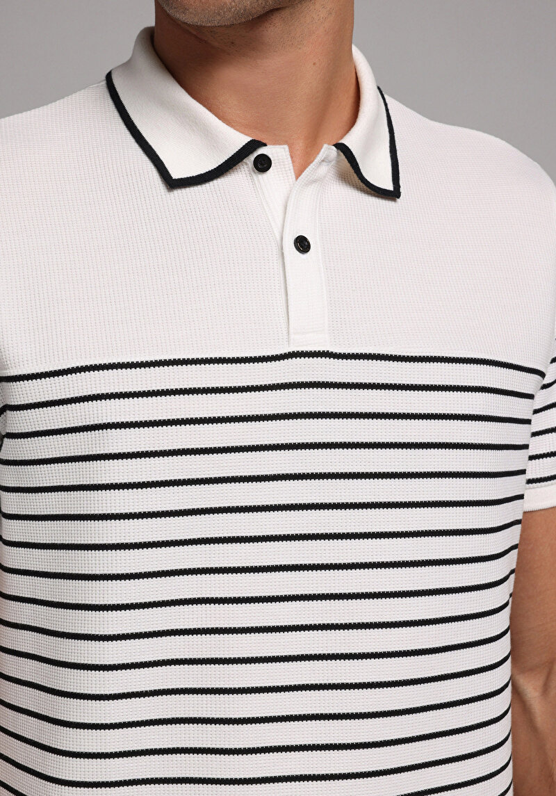 Regular Fit Polo Yaka Düz Erkek Beyaz Kısa Kol Tişört