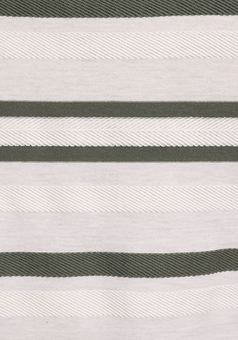 Regular Fit Yuvarlak Yaka Çizgili Erkek Beyaz Kısa Kol Tişört