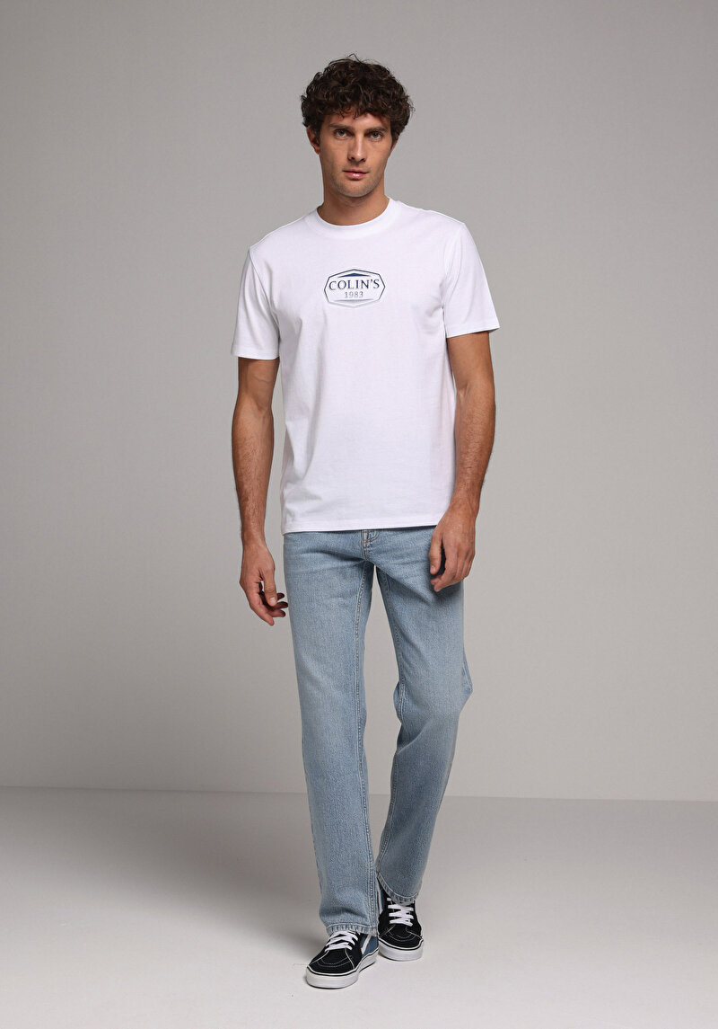 Regular Fit Yuvarlak Yaka Düz Erkek Beyaz Kısa Kol Tişört