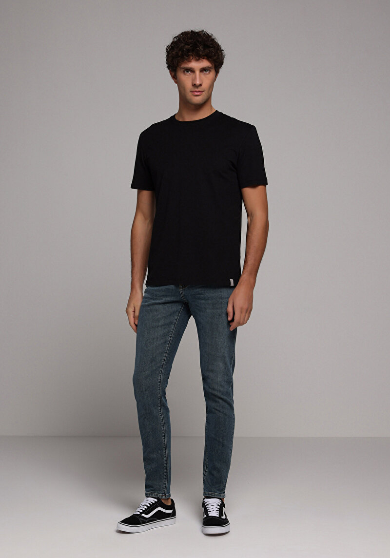 Slim Fit   Erkek Green Cast Denim Jean Pantolon