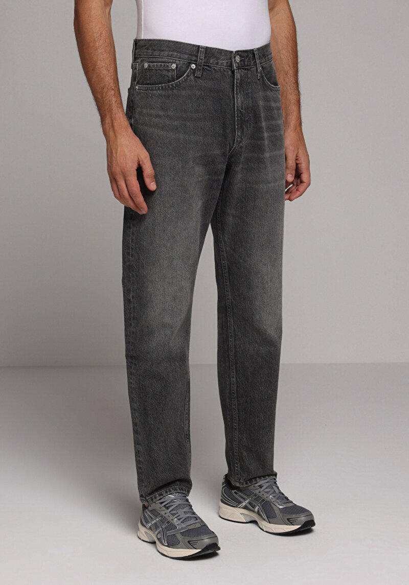 Regular Tapered Fit   Erkek Grey Denim Jean Pantolon