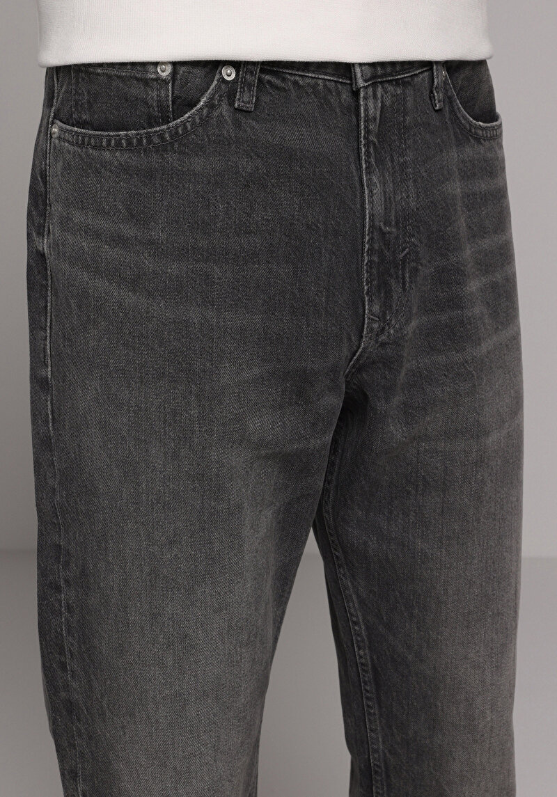 Regular Tapered Fit   Erkek Grey Denim Jean Pantolon